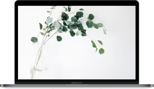 Laptop med en växt som bakgrundsbild